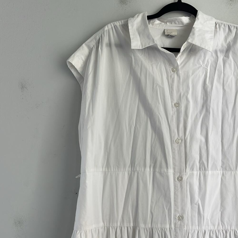 A.NEW.DAY cap sleeve button up maxi midi dress with pockets sz L - Picture 3 of 8